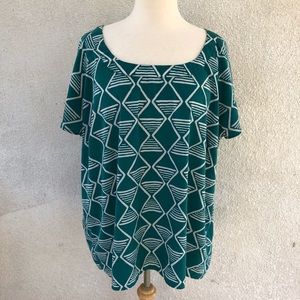 Old Navy XXL GREEN White Short Sleeve Top